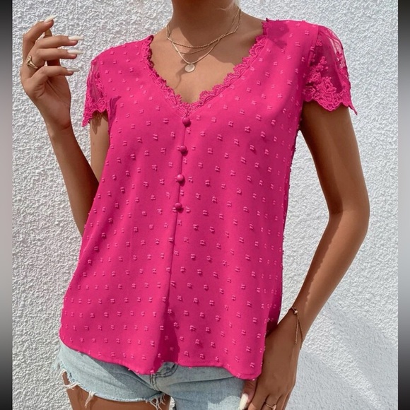 Boho Swiss Dot Floral Lace Blouse - Picture 13 of 13